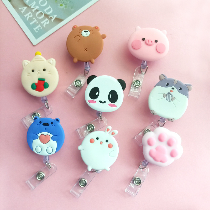 만화 팬더 햄스터 고양이 배지 릴 작업 카드 ID 홀더 - Kawaii Tech Accessories 리뷰 및 가격