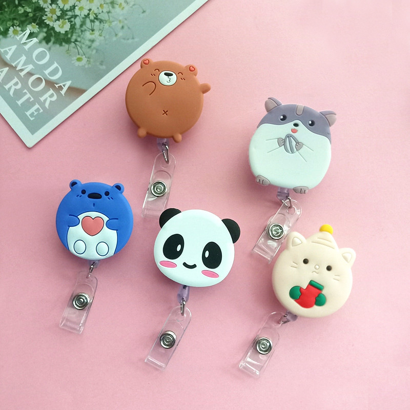 만화 팬더 햄스터 고양이 배지 릴 작업 카드 ID 홀더 - Kawaii Tech Accessories 리뷰 및 가격