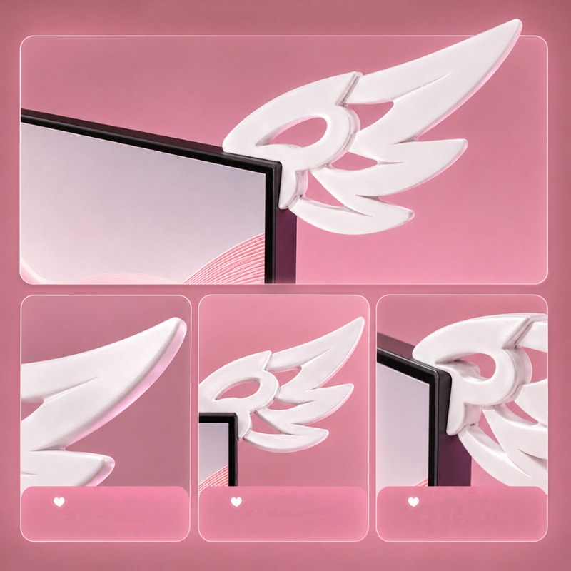 귀여운 3D 날개 모양 컴퓨터 모니터 장식, 미적 감각 - Kawaii Tech Accessories 리뷰 및 가격