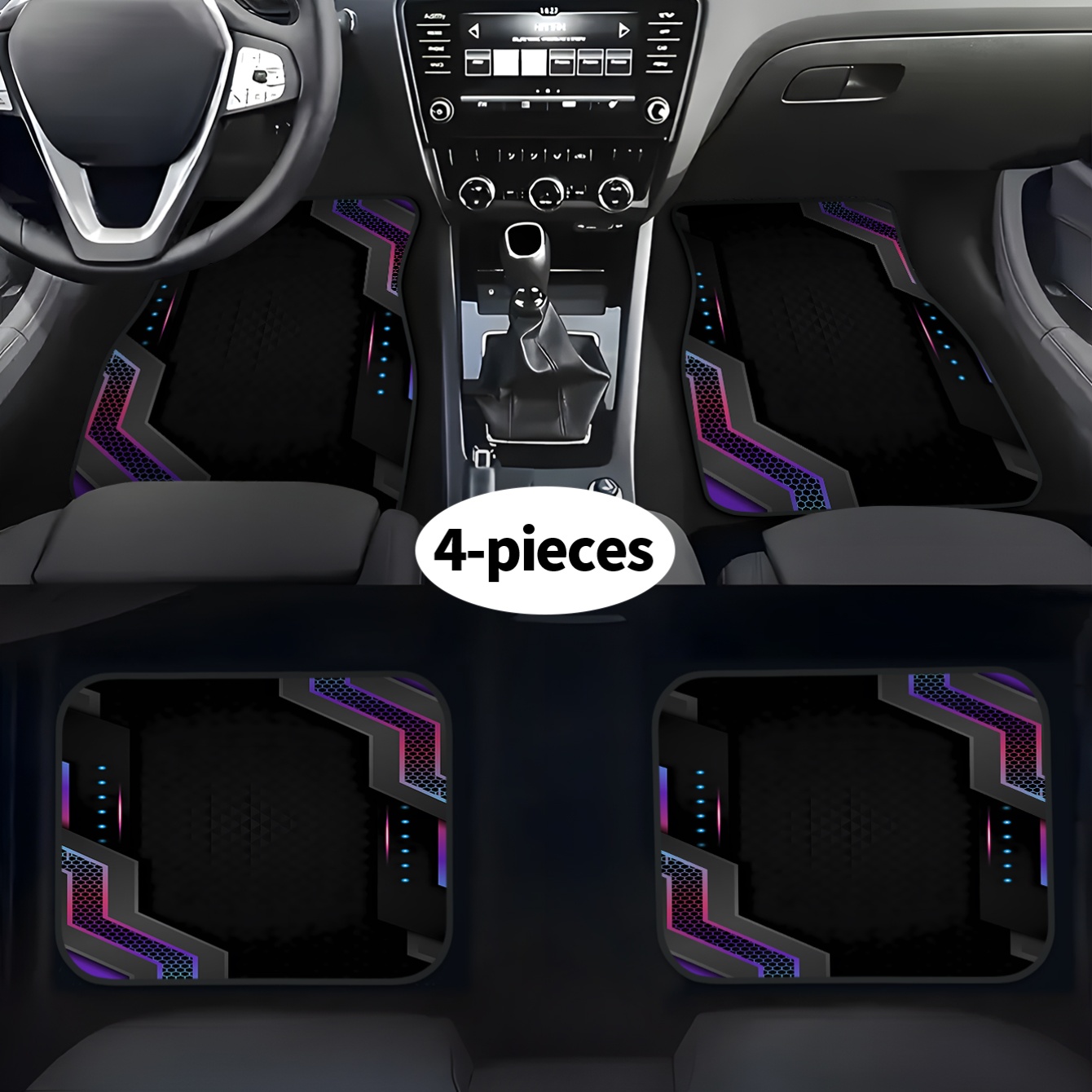 4개 2D 하이테크 프레임 프린트 자동차 바닥 매트 | - Tech Accessories Luxury 리뷰 및 가격